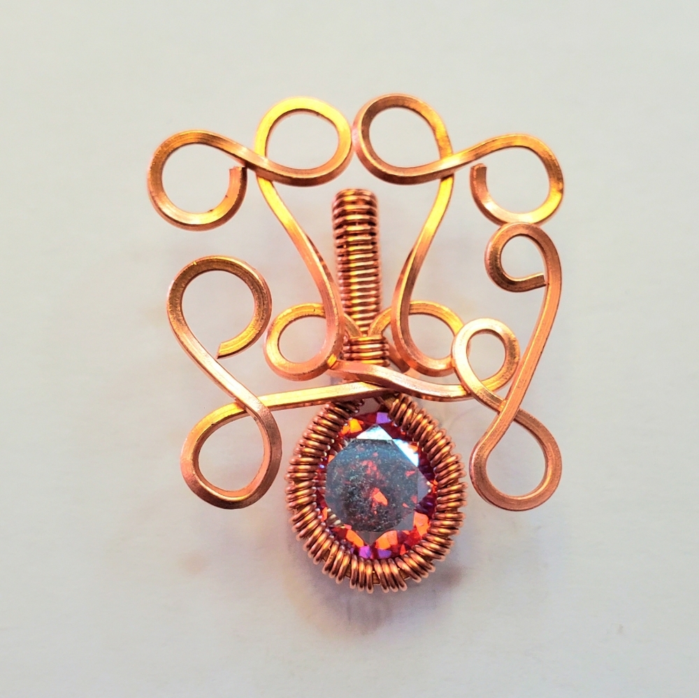 Electroplated cubic zirconia wire wrap necklace